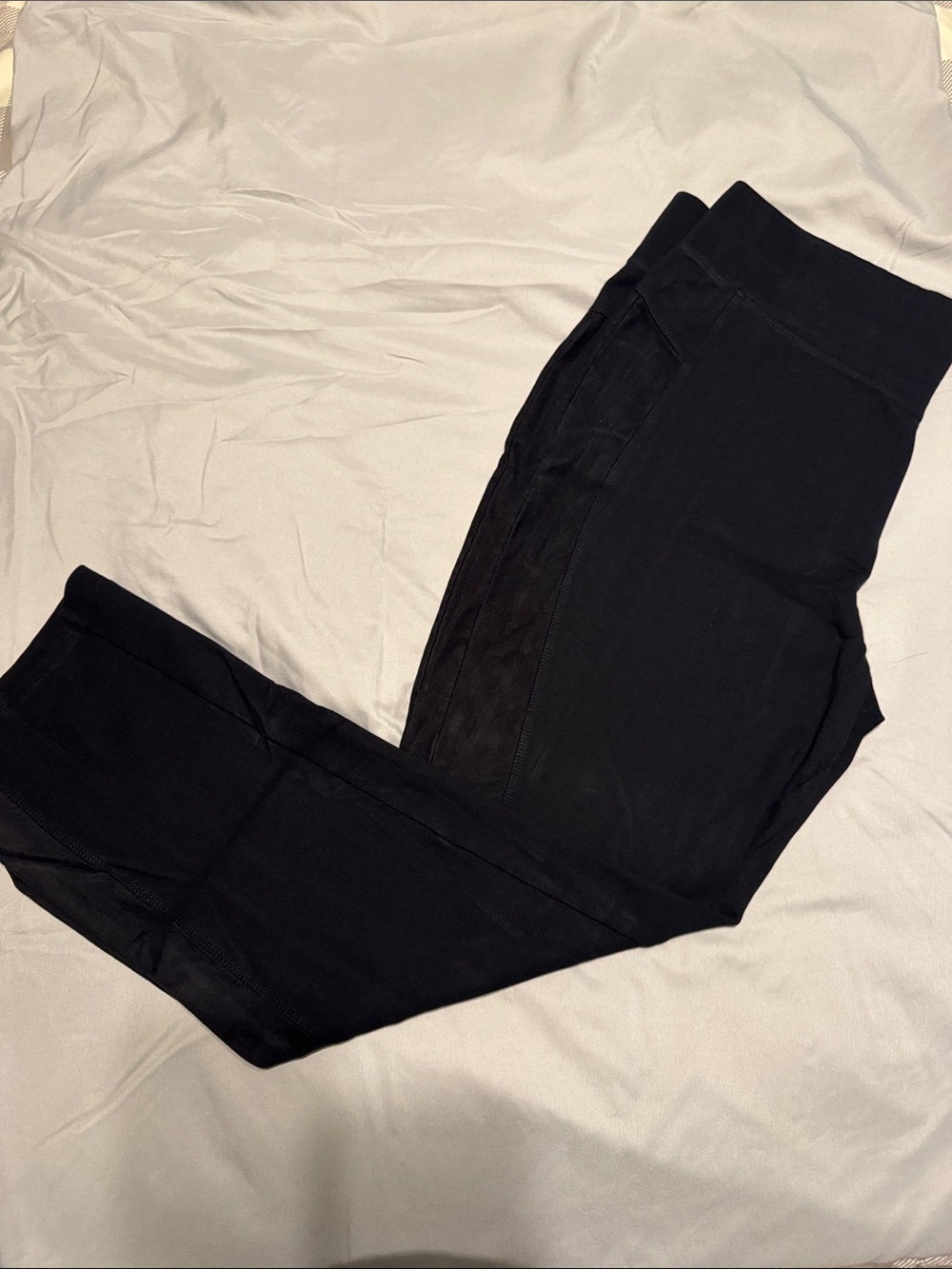 LOGO by Lori Goldstein True Black Ponte Leggings with faux suede detail